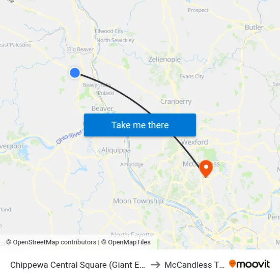Chippewa Central Square (Giant Eagle) to McCandless Twp map
