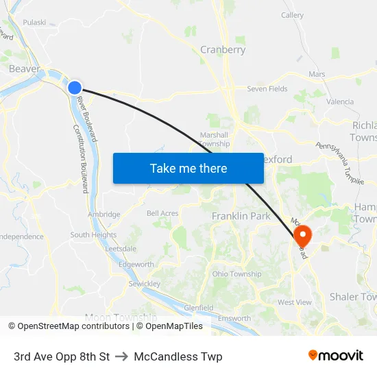 3rd Ave Opp 8th St to McCandless Twp map