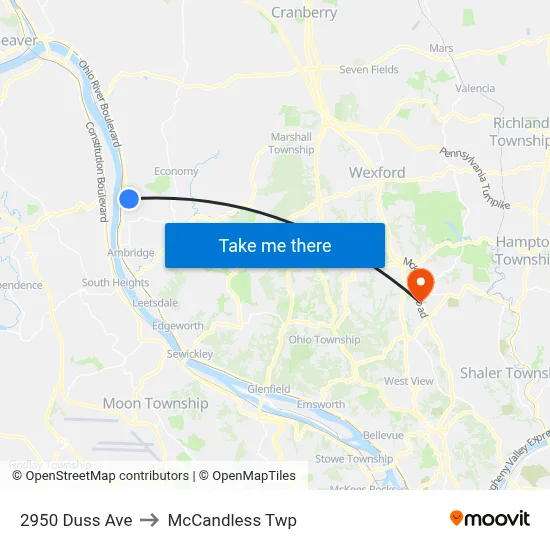 2950 Duss Ave to McCandless Twp map