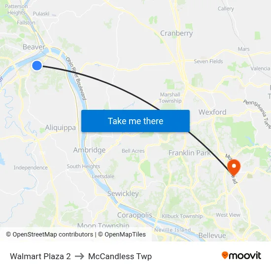 Walmart Plaza 2 to McCandless Twp map