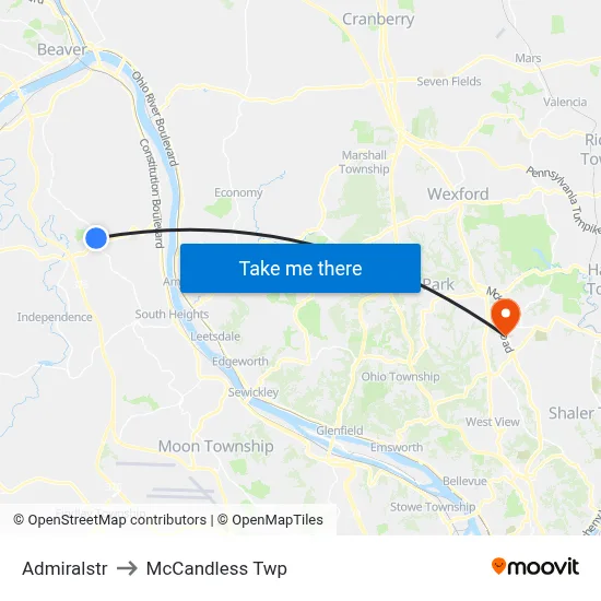 Admiralstr to McCandless Twp map