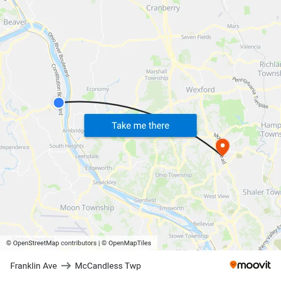 Franklin Ave to McCandless Twp map