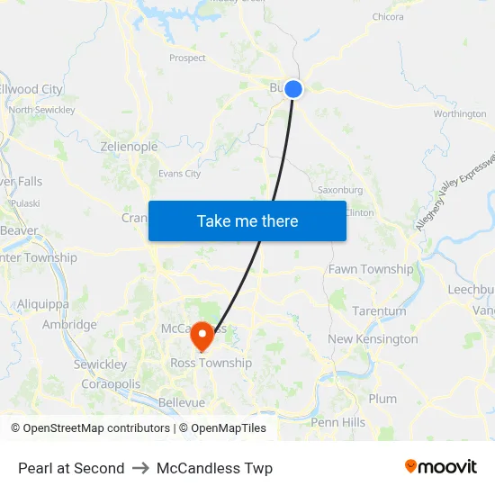 Pearl at Second to McCandless Twp map