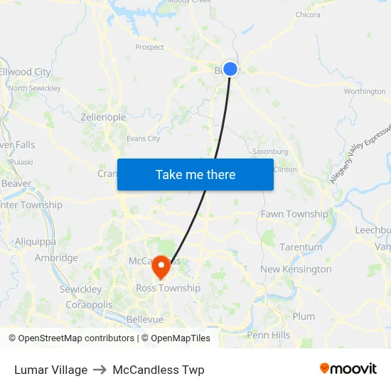 Lumar Village to McCandless Twp map