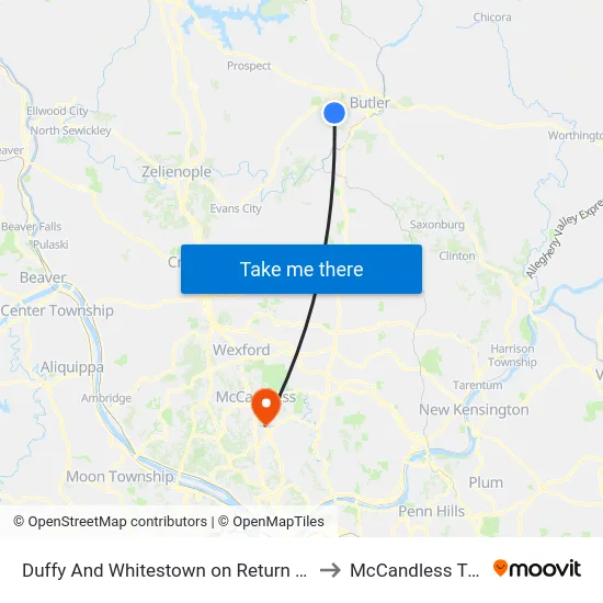 Duffy And Whitestown on Return Trip to McCandless Twp map