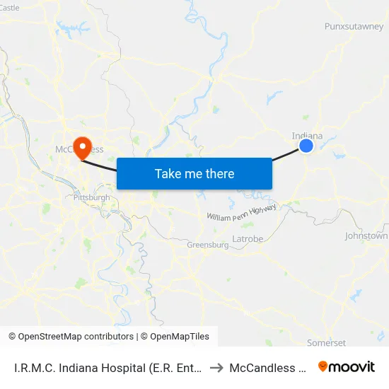 I.R.M.C. Indiana Hospital (E.R. Entrance to McCandless Twp map
