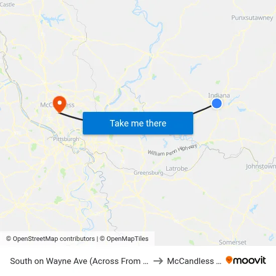 South on Wayne Ave (Across From 119 Prof to McCandless Twp map