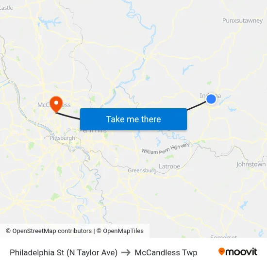 Philadelphia St (N Taylor Ave) to McCandless Twp map