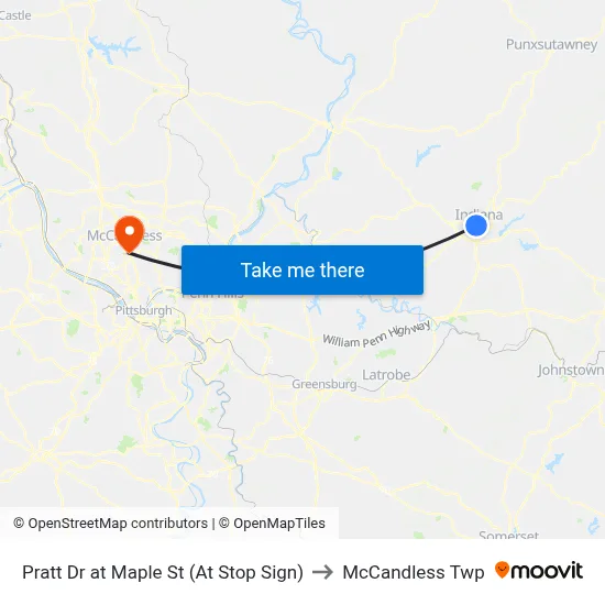 Pratt Dr at Maple St (At Stop Sign) to McCandless Twp map