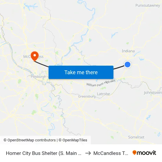 Homer City Bus Shelter (S. Main St.) to McCandless Twp map