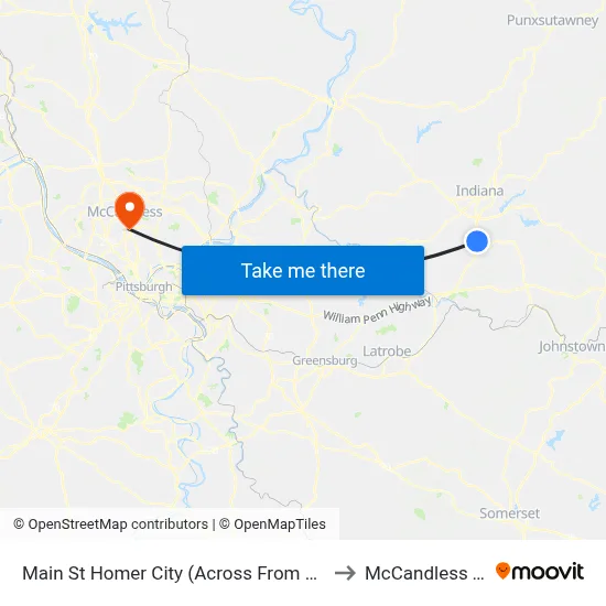 Main St Homer City (Across From Bus Shel to McCandless Twp map