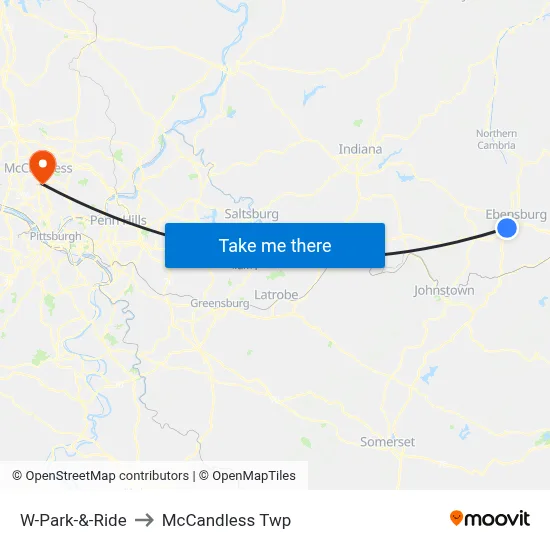 W-Park-&-Ride to McCandless Twp map