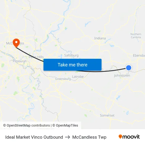 Ideal Market Vinco Outbound to McCandless Twp map