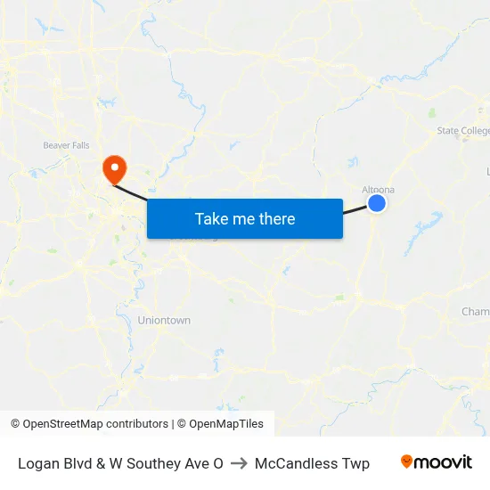 Logan Blvd & W Southey Ave O to McCandless Twp map