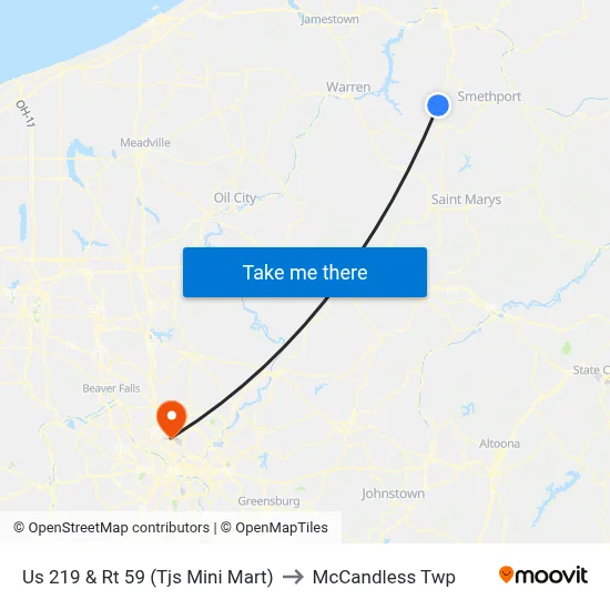 Us 219 & Rt 59 (Tjs Mini Mart) to McCandless Twp map