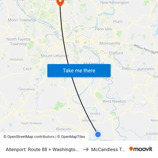 Allenport: Route 88 + Washington St to McCandless Twp map
