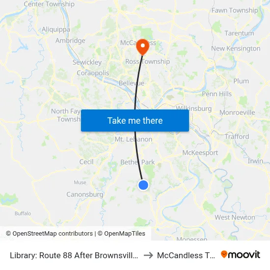 Library: Route 88 After Brownsville Dr to McCandless Twp map