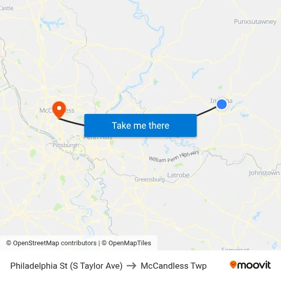 Philadelphia St (S Taylor Ave) to McCandless Twp map
