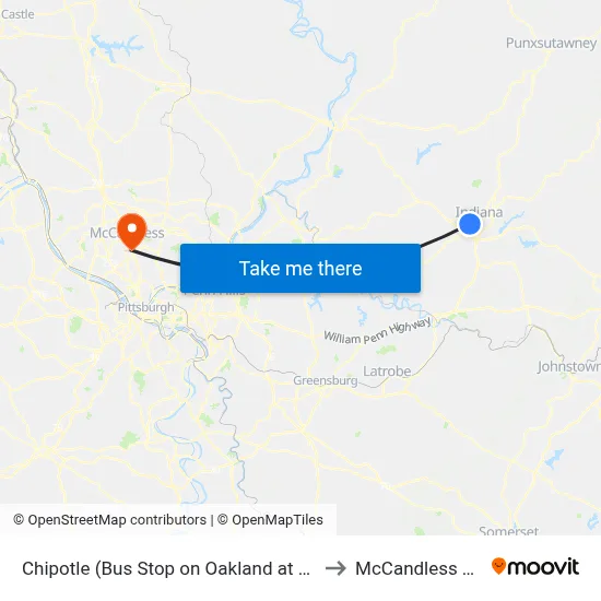 Chipotle (Bus Stop on Oakland at Laurel to McCandless Twp map