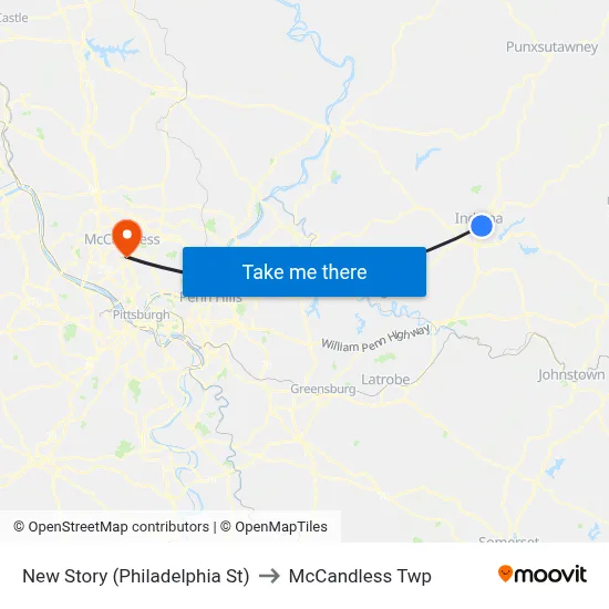 New Story (Philadelphia St) to McCandless Twp map