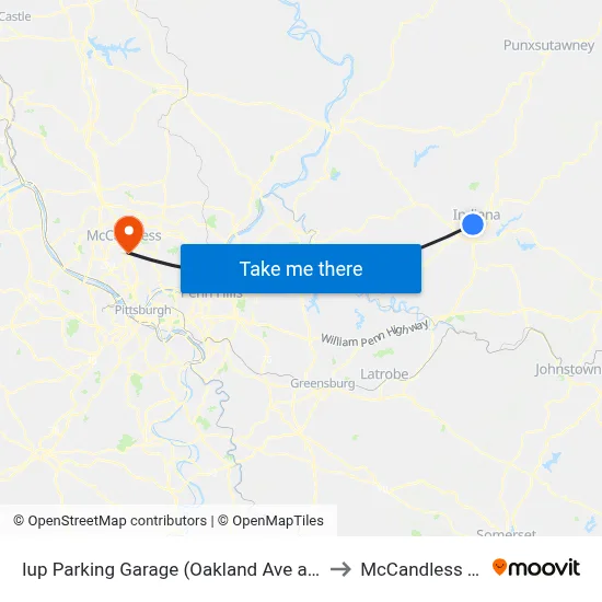 Iup Parking Garage (Oakland Ave at Paper to McCandless Twp map