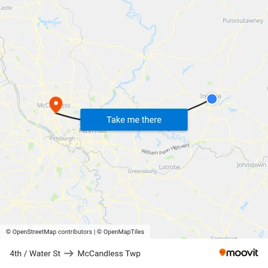4th / Water St to McCandless Twp map