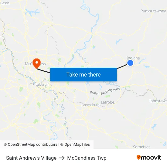 Saint Andrew's Village to McCandless Twp map