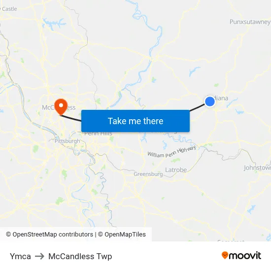 Ymca to McCandless Twp map