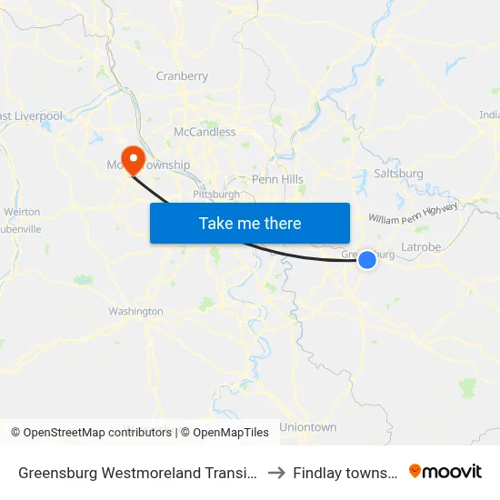 Greensburg Westmoreland Transit Ctr to Findlay township map