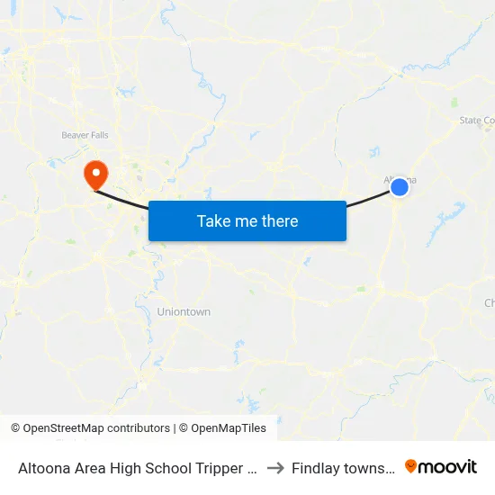 Altoona Area High School Tripper Stop to Findlay township map