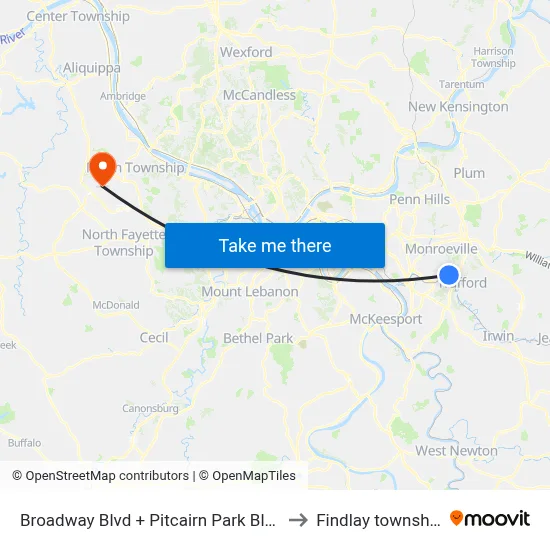Broadway Blvd + Pitcairn Park Bldg to Findlay township map