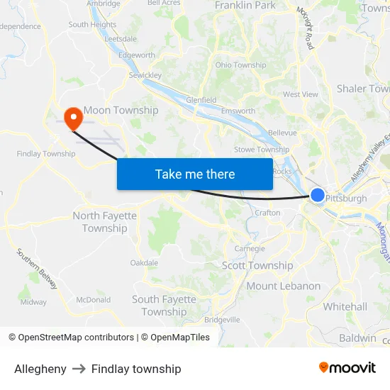 Allegheny to Findlay township map