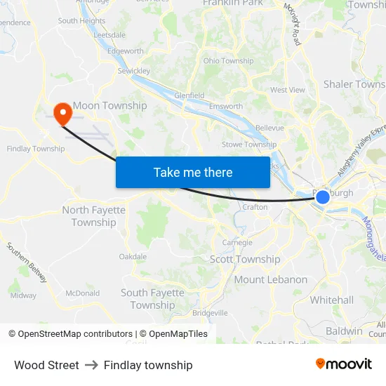 Wood Street to Findlay township map