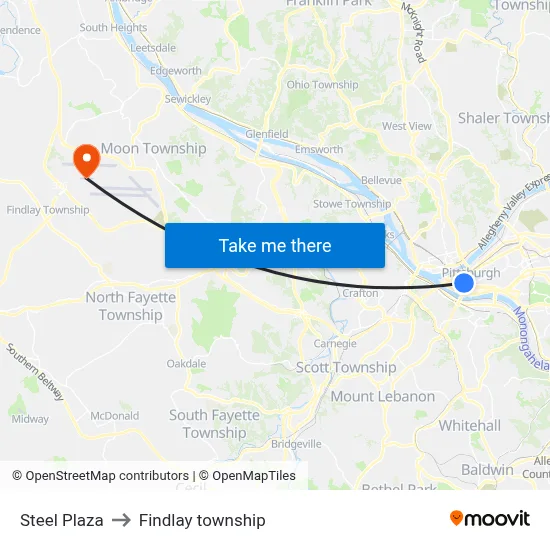 Steel Plaza to Findlay township map