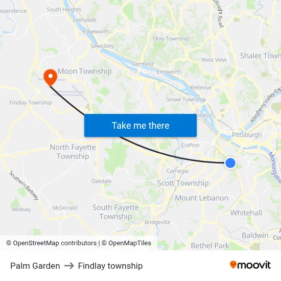 Palm Garden to Findlay township map