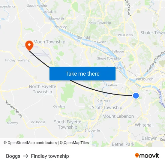 Boggs to Findlay township map