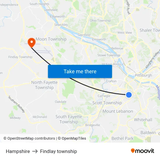 Hampshire to Findlay township map