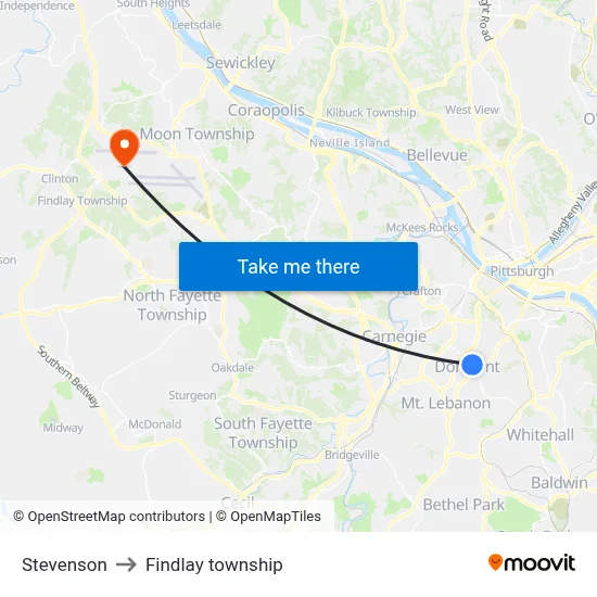 Stevenson to Findlay township map