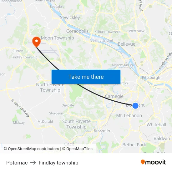 Potomac to Findlay township map