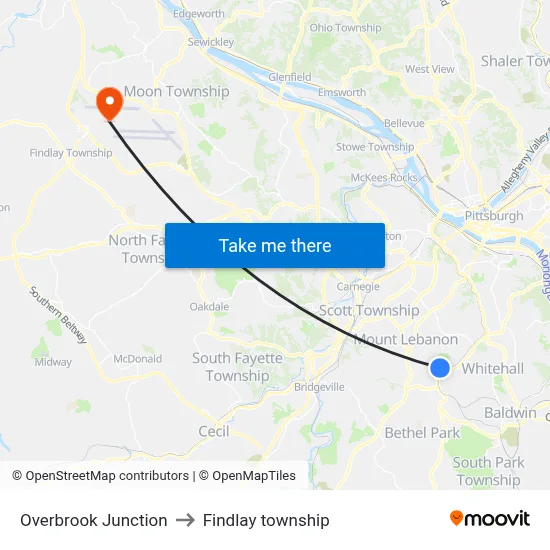 Overbrook Junction to Findlay township map