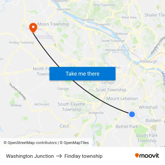 Washington Junction to Findlay township map