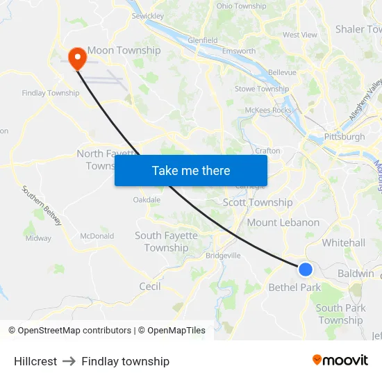Hillcrest to Findlay township map