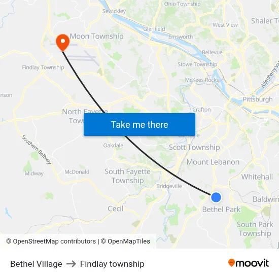 Bethel Village to Findlay township map
