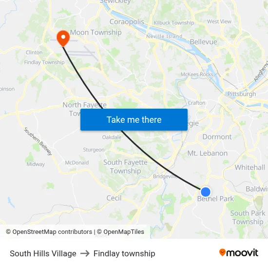 South Hills Village to Findlay township map