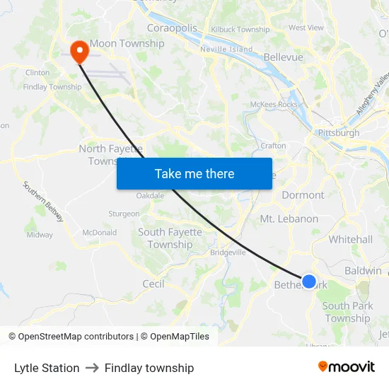 Lytle Station to Findlay township map