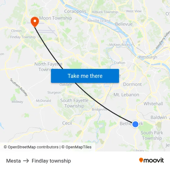 Mesta to Findlay township map