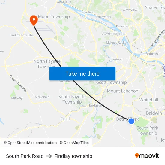 South Park Road to Findlay township map