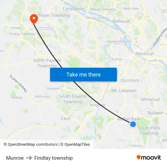 Munroe to Findlay township map