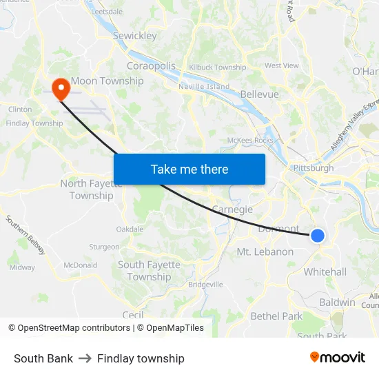 South Bank to Findlay township map