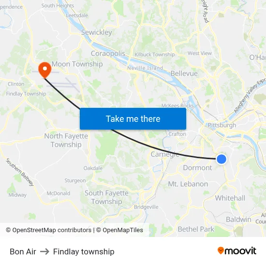Bon Air to Findlay township map